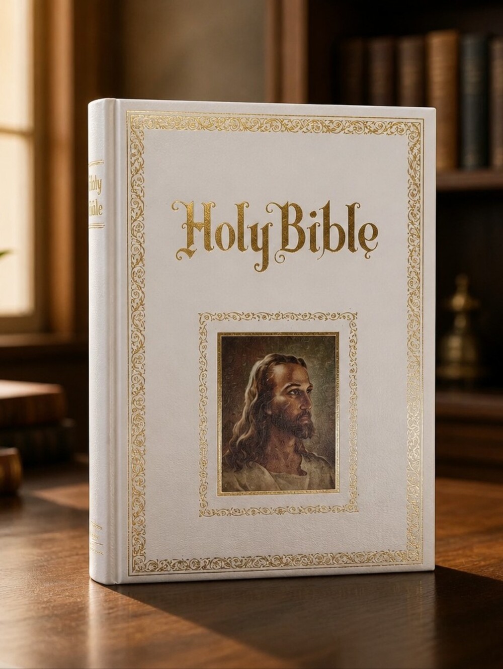Regency Family Altar Bible Holy Bible Book - White and Gold Cover